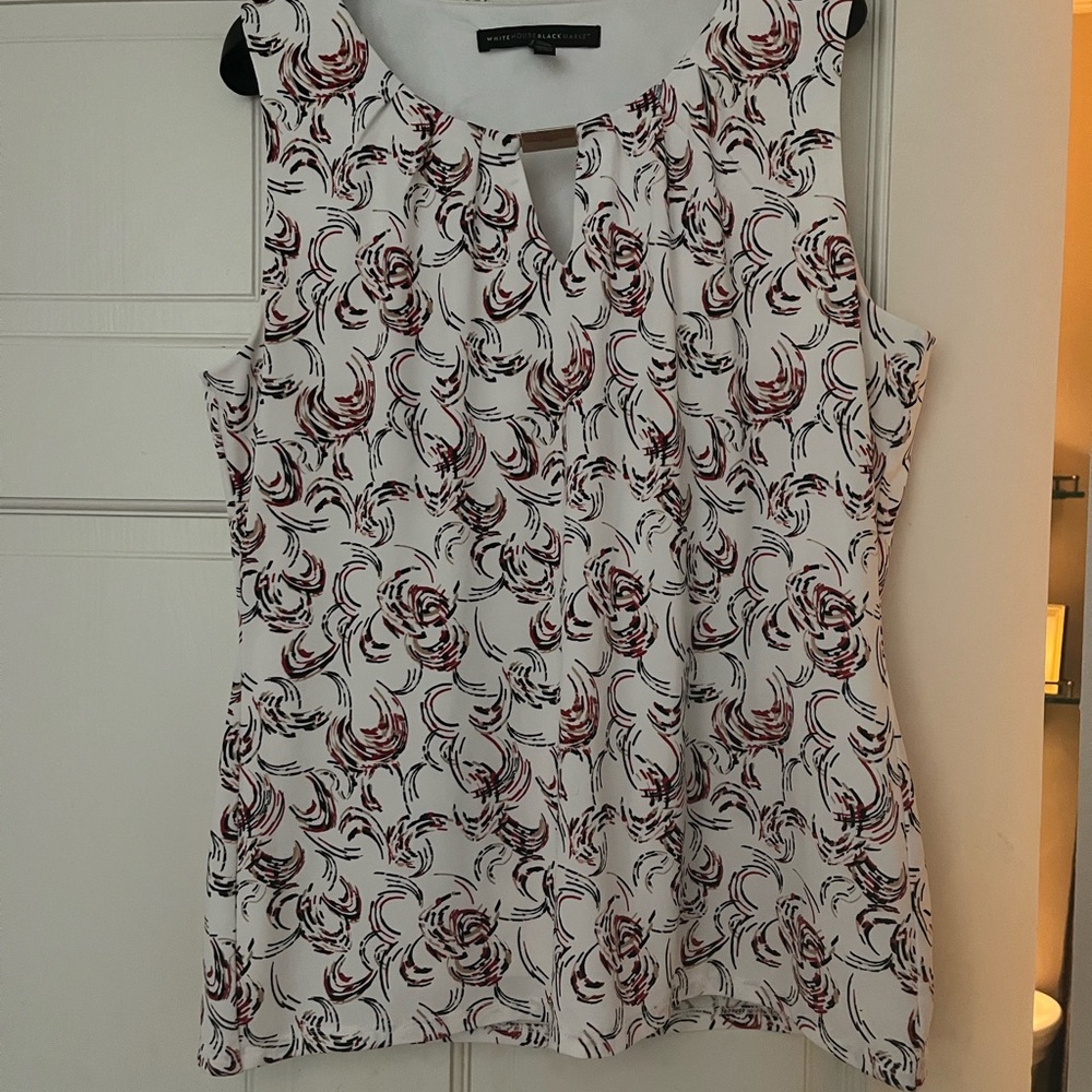 White House Black Market Red Sleeveless Blouse